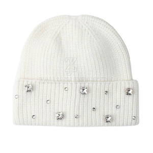 Wholesale Price Factory Made Rhinestones <b>Beanie</b> Hat Winter Knit Cap Soft Warm Stretch Fit Custom Logo OEM ODM Manufacturer - Product Image 3