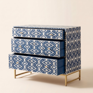 Bone Inlay <b>4</b> <b>Drawer</b> Chest Geometric Floral Bone Inlay Table Top With Best Quality Bone Inlay Bedroom <b>Storage</b> Chest - Product Image 4