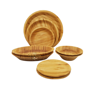 Vietchoice Natural Handmade Bamboo Plate Rustic Wooden Style <b>Kitchen</b> and Dining Tableware Wholesale Vietnam - Product Image 5