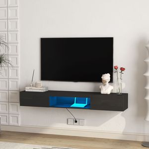 Moderno supporto TV galleggiante da 63 pollici con 16 colori 55-65 pollici centro intrattenimento Cabinet TV nero - Product Image 4