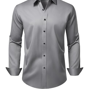 Camisas de Vestir para Hombre, Manga Larga, Elásticas, Sin Arrugas, para Boda, Formales, de Negocios, con Botones - Product Image 1