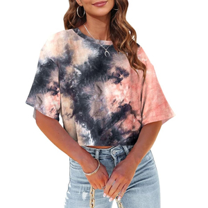 Camisetas de Alta Calidad para Mujer, Ecológicas, Transpirables, de Secado Rápido, con Estampado Tie Dye, Manga Corta, Estilo Casual y Urbano para Verano - Product Image 1