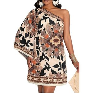Vestido Maxi Gótico Vintage Asimétrico de Un Solo Hombro para Mujer con Borlas Bordadas, Ideal para Primavera, Aire Libre y Fiestas Elegantes - Product Image 1