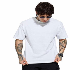 เสื้อยืดคอกลมแขนสั้นสีขาวล้วนสำหรับผู้ชาย ทรงปกติ ผ้าฝ้ายเจอร์ซีย์ถัก 100% ย้อมสีเรียบ ไม่ยับ แห้งเร็ว - Product Image 2