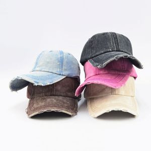Gorra de Béisbol de Mezclilla Lavada, 6 Paneles, Ajustable, Unisex, Casual, Color Sólido, Algodón, para Adultos, para las Cuatro Estaciones - Product Image 3