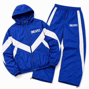 <b>Men's</b> Royal Blue <b>White</b> Hooded Tracksuit Set Lightweight Windbreaker Jacket <b>Jogger</b> Pants Sportswear Training Streetwear - Product Image 4