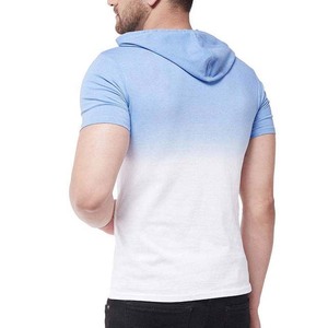 เสื้อยืดมีฮู้ดผู้ชายไล่เฉดสี ทรงเข้ารูป สไตล์ลำลอง ใส่สบายสำหรับฤดูร้อน ผลิตจากผ้าฝ้ายโพลีเอสเตอร์ 100% ระบายอากาศได้ดี แขนเสื้อแบบปกติ - Product Image 4