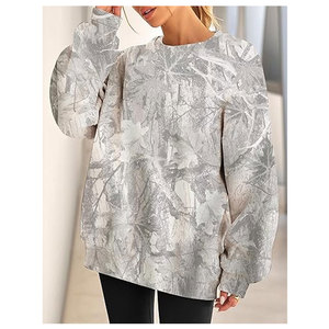 Sudadera de Camuflaje para Mujer, Estilo Oversize con Estampado Gráfico de Hoja de Arce, Cuello Redondo, Manga Larga, Estilo Y2K, Sudadera Informal para Otoño - Product Image 2