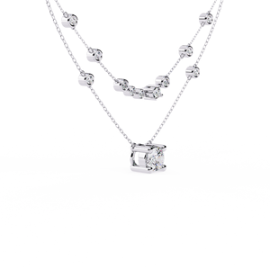 10k 14k 18k White Gold Layered Diamond Jewellery <b>Necklace</b> Featuring a Brilliant Round Cut Solitaire Pendant Bezel Set Chain - Product Image 4
