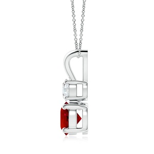 14K <b>Solid</b> <b>Gold</b> Prong-Set Round Cut Batural Red Ruby and Diamond Two Stone <b>Pendant</b> IGI Certified Handmade Link Chain Necklace OEM - Product Image 2