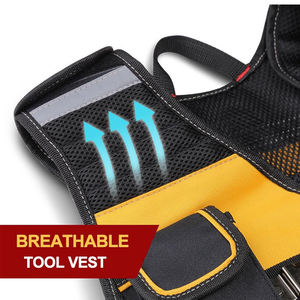 Gilet de travail personnalisé pour homme 2026, noir et jaune, multi-poches, respirant, en tissu Oxford, pour l'extérieur en été - Product Image 6