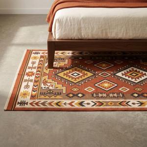Tapis Kilim en Laine Tissé Main à Haute Demande, Couleur Unie Rouille Marron Orange, Antidérapant, Moderne, pour Usage Domestique et Commercial - Product Image 4