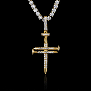Pendentif personnalisé pour homme, style hip-hop, plaqué or, alliage, serti de CZ - Product Image 2
