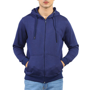 Sweat-shirt à capuche zippé intégral en molleton 100% coton de haute qualité, couleur unie, coupe classique décontractée pour homme - Product Image 1
