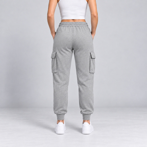 2026 Fashion <b>Womens</b> <b>Grey</b> <b>Cargo</b> Sweatpants Oversized Streetwear Joggers With Flap Pockets Relaxed Fit Elastic Cuff Lounge <b>Trouser</b> - Product Image 2
