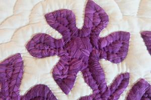 Royal Purple Hawaiian Sampler <b>Quilt</b> With Hand Applique Block Designs Custom Cotton Heirloom <b>Bedspread</b> For Queen King California - Product Image 2