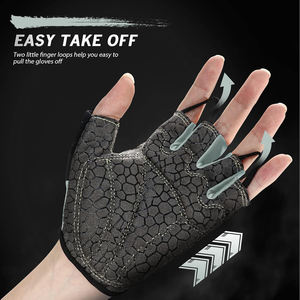Guantes de Gimnasio de Cuero con Dedos Separados, Negros, Antideslizantes, con Cierre de Tirón, Correa Ajustable para la Muñeca, para Diestros, Unisex - Product Image 6