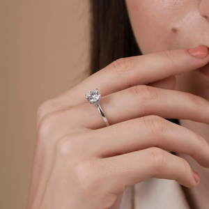 Bague de fiançailles pour femme avec diamant rond brillant cultivé en laboratoire, certifié VVS2, bague solitaire en diamant, bijoux fins pour mariage - Product Image 4