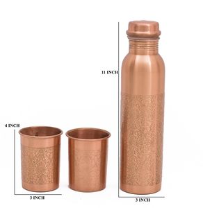 Botella de Agua de Cobre Grabado de 1000ml Premium para Oficina y Gimnasio, Protección Avanzada Contra Fugas, Botella de Cobre Puro sin Costuras para la Salud - Product Image 6