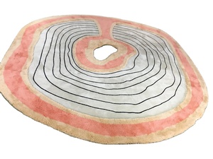 พรมแอบสแตรกต์ทำด้วยมือสุดหรูพรมสีครีมพีชเบจพรมที่ทันสมัยสำหรับห้องนั่งเล่นและการตกแต่งภายในลายหินอาเกตที่ได้แรงบันดาลใจจาก - Product Image 3