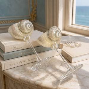 Verre à vin en forme de coquillage, verrerie artisanale, mariages sur la plage au Vietnam, fêtes côtières, décoration de table, vente en gros, réutilisable - Product Image 1