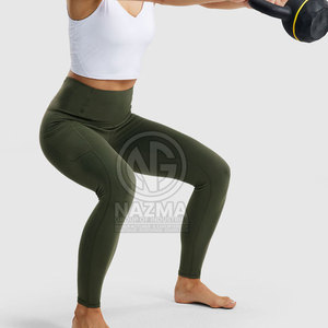 Pantalon de yoga pour femme de qualité supérieure, taille haute élastique, couleur unie, personnalisable, respirant, en Spandex/Polyester, résistant, nouvelle arrivée - Product Image 4