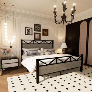 Struttura letto matrimoniale in legno marrone facile da montare - Product Image 1