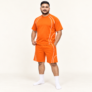 Conjunto de Pantalones Cortos y Camiseta para Hombre, Diseño con Ribete en Contraste, Corte Holgado, Ropa Deportiva Casual de Verano, Etiqueta Personalizada, Venta al Por Mayor OEM, Directo de Fábrica - Product Image 5