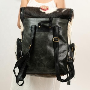 LW Sac à dos en cuir de vache véritable pour femmes Style bohème rock isotherme Portable Laptop Bag PVC Water Resistant Shoulder Bag - Product Image 5