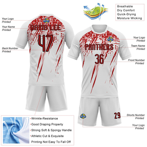 Professional Volleyball Uniform Set Custom <b>Red</b> White Black Lines Sublimation Quick Dry Breathable Polyester Comfortable Team Kit - Product Image 3