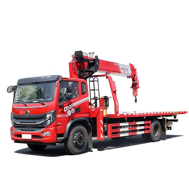 2023 Dongfeng DV3 4*2 Tow truck with crane municipal wrecker tow truck for sale 8T 8 ton flatbed tow truck with crane