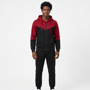 Conjunto Deportivo con Capucha para Hombre, Color Rojo y Negro, Sudadera con Cremallera de Manga Larga y Pantalones, Ropa Casual de Otoño - Product Image 2