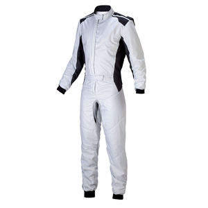 Combinaison de karting personnalisable grande taille, blanche, avec fermeture éclair avant, légère, respirante, coupe-vent, en polyester/nylon, OEM - Product Image 3