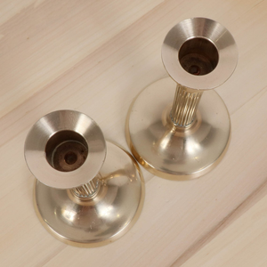 Vintage Solid Brass <b>Small</b> <b>Candle</b> Holder Pair Decorative Brass Candlestick Stands Compact Taper <b>Candle</b> Holders Classic Tabletop - Product Image 4