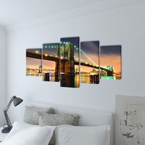 79 \ "X 39 \" Canvas Wall Print Set Brooklyn Bridge Canvas Arts - Product Image 2