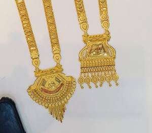 Lujoso Conjunto de Collar Rani Haar Indio de Oro 22K, Joyería Étnica Larga para Boda, Colgante Tradicional de Oro de Dubái - Product Image 2