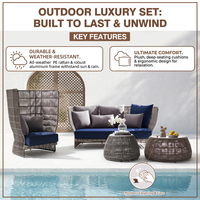 Fabricant de Foshan, mobilier de patio moderne, coussins amovibles, design ergonomique, ensemble de canapés en corde pour balcon et terrasse avec table basse