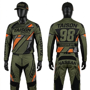 Jersey BMX premium para hombre, 180 GSM, tela de poliéster transpirable, paneles rojos y negros de carreras, impresión por sublimación, diseño de logotipo personalizado - Product Image 2