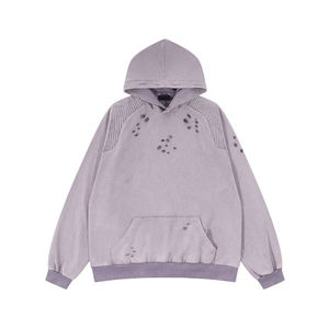 Sudadera con capucha de moda con hombros caídos, corte holgado y corto, estilo oversize, con efecto desgastado, textura gofrada, de algodón de alto gramaje 600 g/m², con lavado ácido y cierre de cremallera - Product Image 1