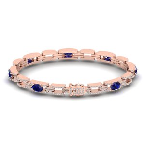 REYES Última Colección para Mujer, Pulseras de Tenis de Oro 14K 18K 22K con Moissanita, Joyería Artesanal con Gema de Zafiro Azul de 5.2ct - Product Image 5