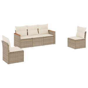 Ensemble de canapés de jardin modulaires en rotin PE beige, mobilier d'extérieur au design contemporain, coussins en mousse haute densité, pour usage extérieur - Product Image 2