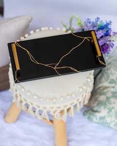 Elegant Black Serving Tray Platter for Christmas Modern Design Restaurant Hotel <b>Table</b> <b>Top</b> Food Serving Use - Product Image 5