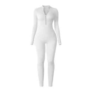 Combinaison de sport pour femme de qualité supérieure, respirante, au design personnalisé, côtelée, à manches longues et avec fermetures éclair - Product Image 2