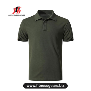 เสื้อโปโลแขนสั้นสีเขียวเข้มสำหรับผู้ชาย สีพื้น ทรงลำลอง ระบายอากาศได้ดี ผ้าปิเก้ ความยาวปกติ - Product Image 1