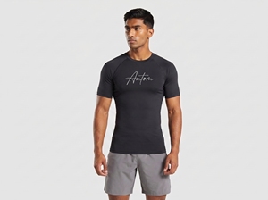 T-shirt de compression personnalisé pour homme, manches courtes, gym, fitness, ajusté, vêtements de sport, séchage rapide, haut de sport - Product Image 2