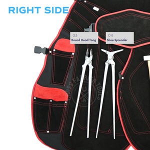 Kit d'outils de fermeur robuste rouge et noir, marteau à clous en acier, tablier, étriers à mâchoires rondes, pinces à feu, écarteur de sabots long - Product Image 5