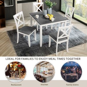 Set da Pranzo Moderno per 4 Persone, Collezione in Legno 5 Pezzi con 4 Sedie per Spazi Ristretti, Cucina o Sala da Pranzo - Product Image 3
