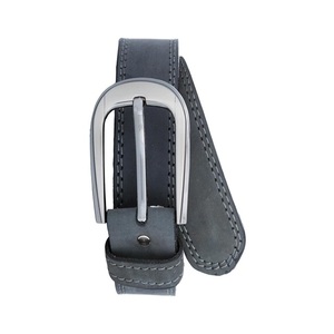 Solid Double Stitched Black Premium Leather Casual <b>Belt</b> for <b>Men</b> with Nickel Plated Single Pin Brass Buckle Custom Sizes - Product Image 5