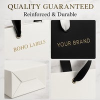 Bolsa de Compras de Papel de Arte de Lujo con Asa de Listón Negro, Logotipo Personalizado, Empaque Elegante para Regalos, Ropa de Boutique y Bodas