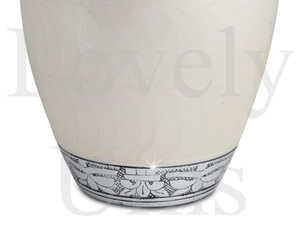 White Floral Adult Brass Urn Decorative Cremation Container <b>Memorial</b> <b>Keepsake</b> Elegant Home Decor Funeral Accessories Durable - Product Image 4